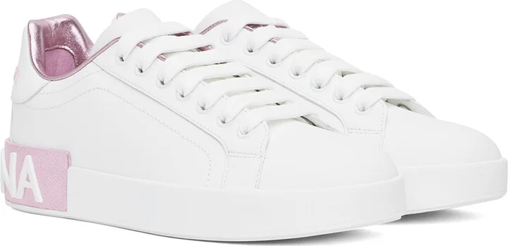 Dolce&Gabbana White Calfskin Nappa Portofino Sneakers - Image 4