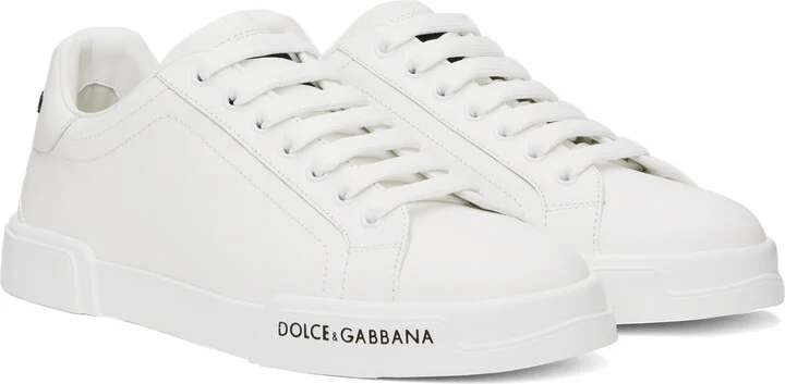 Dolce&Gabbana White Calfskin Nappa Portofino Sneakers - Image 4