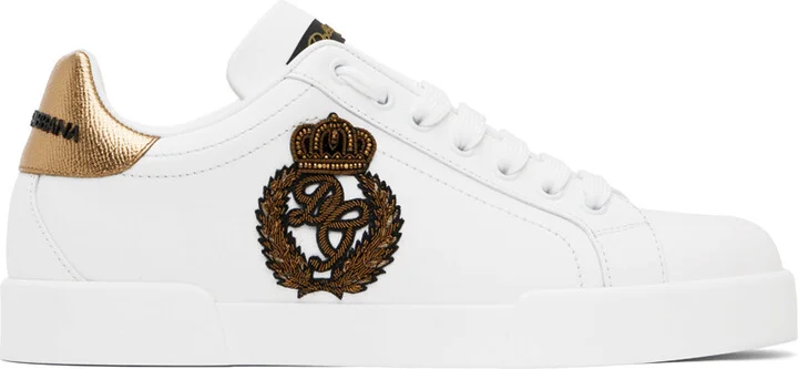 Dolce&Gabbana White Calfskin Nappa Portofino Sneakers