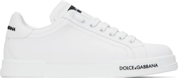 Dolce&Gabbana White Calfskin Nappa Portofino Sneakers