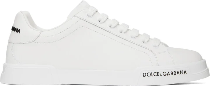 Dolce&Gabbana White Calfskin Nappa Portofino Sneakers