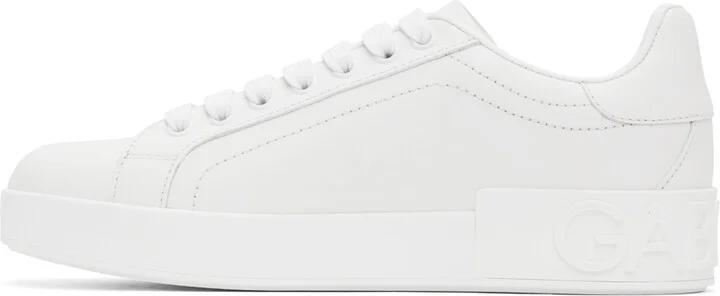 Dolce&Gabbana White Calfskin Portofino Sneakers - Image 3