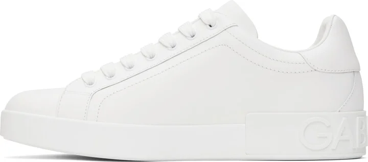 Dolce&Gabbana White Calfskin Portofino Sneakers - Image 3