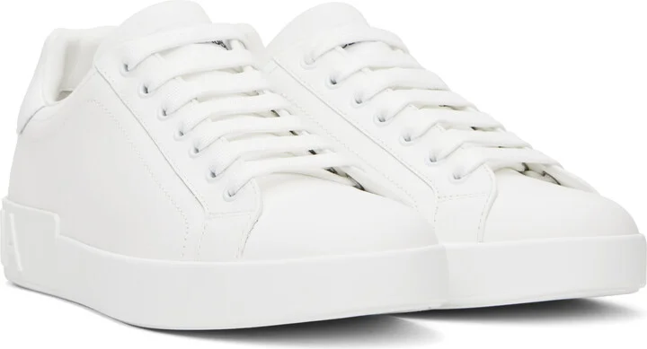 Dolce&Gabbana White Calfskin Portofino Sneakers - Image 4