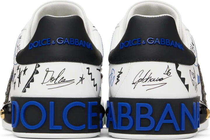 Dolce&Gabbana White Calfskin Portofino Sneakers - Image 2