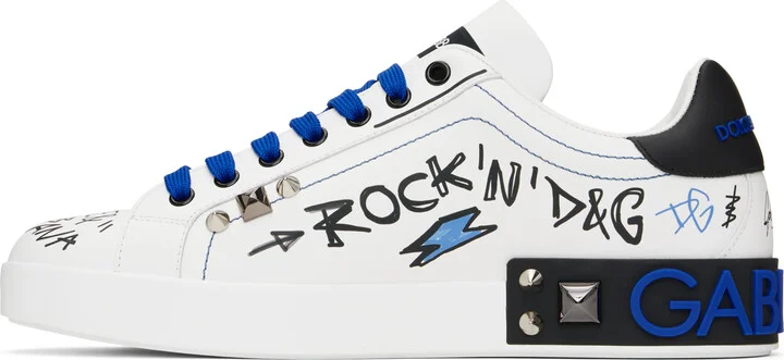 Dolce&Gabbana White Calfskin Portofino Sneakers - Image 3
