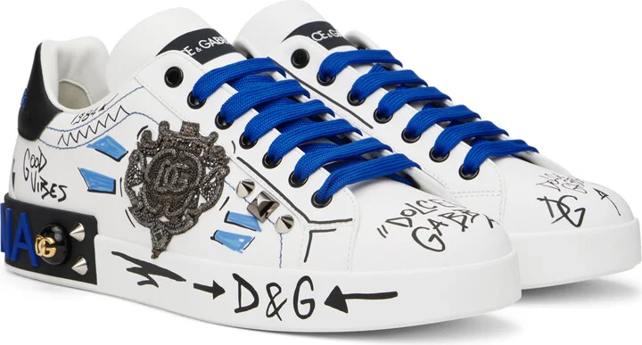 Dolce&Gabbana White Calfskin Portofino Sneakers - Image 4