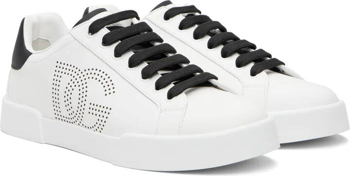 Dolce&Gabbana White Calfskin Portofino Sneakers - Image 4