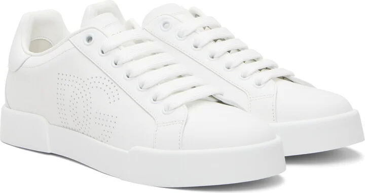 Dolce&Gabbana White Calfskin Portofino Sneakers - Image 4