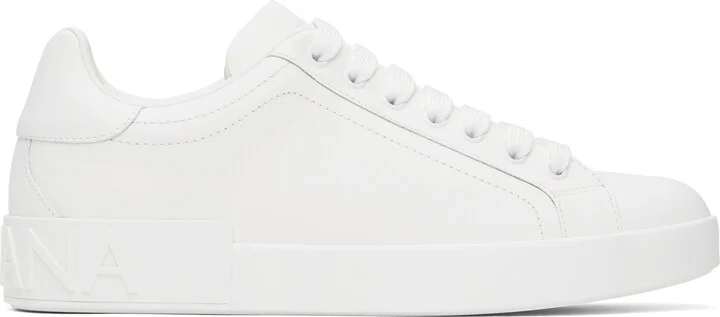 Dolce&Gabbana White Calfskin Portofino Sneakers
