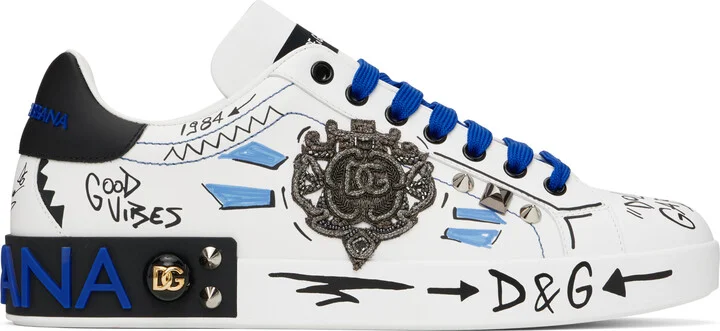 Dolce&Gabbana White Calfskin Portofino Sneakers