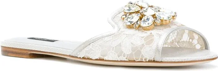 Dolce & Gabbana White Flat Sandals - Image 2