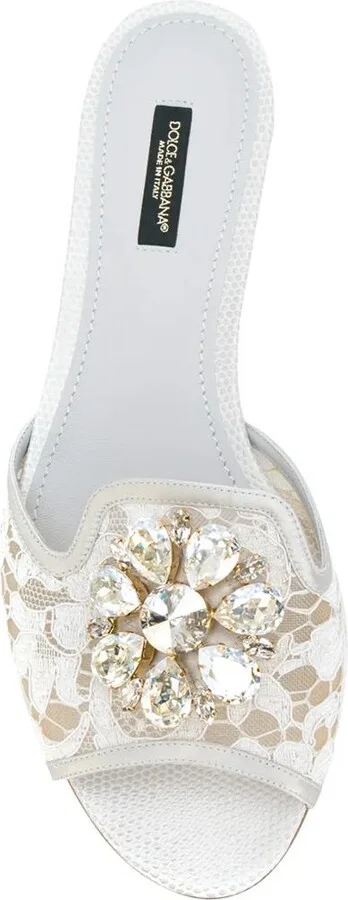Dolce & Gabbana White Flat Sandals - Image 4