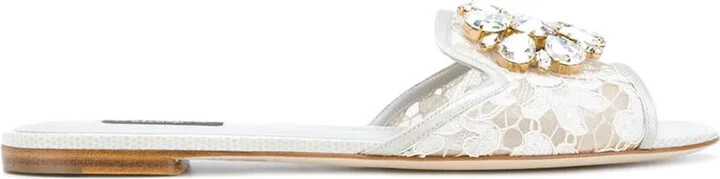Dolce & Gabbana White Flat Sandals