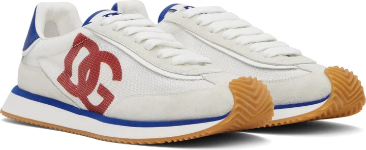 Dolce&Gabbana White & Gray Mixed-Material 'DG' Cushion Sneakers - Image 4
