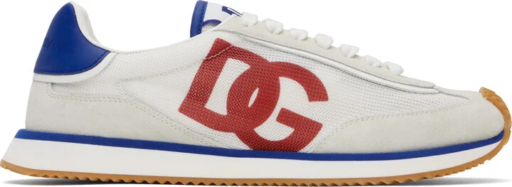 Dolce&Gabbana White & Gray Mixed-Material 'DG' Cushion Sneakers