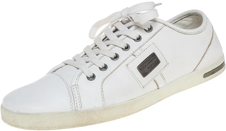 Dolce & Gabbana White Leather Low Top Sneakers Size 42.5