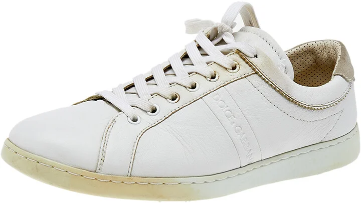 Dolce & Gabbana White Leather Low Top Sneakers Size 43