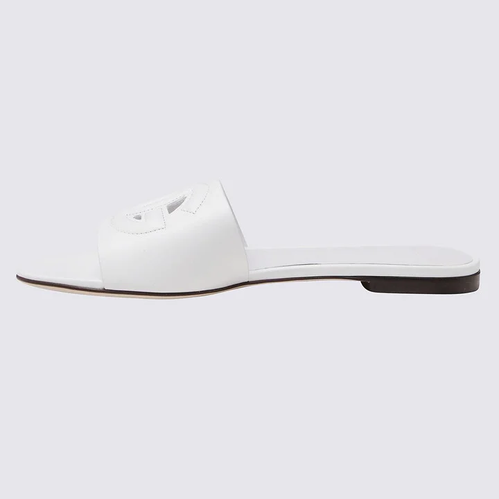 Dolce & Gabbana White Leather Millenials Flats - Image 2