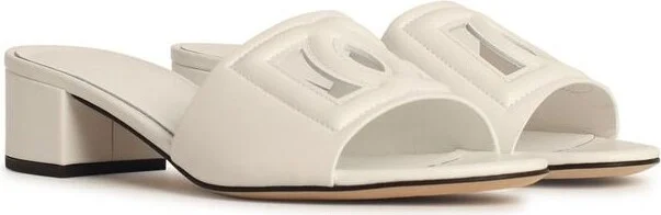 Dolce & Gabbana White Leather Slippers - Image 2