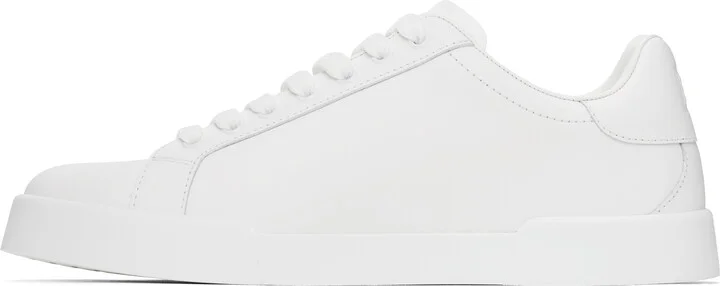 Dolce&Gabbana White Nappa Strobel Portofino Light Sneakers - Image 3