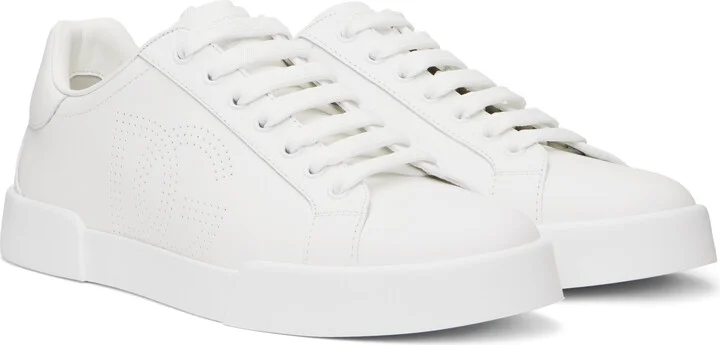 Dolce&Gabbana White Nappa Strobel Portofino Light Sneakers - Image 4
