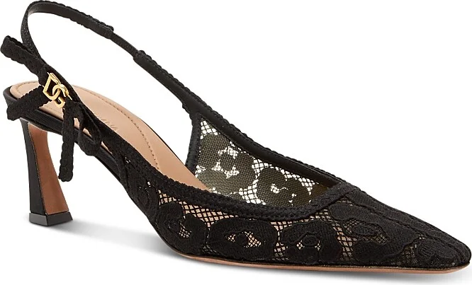 Dolce & Gabbana Women's Pointed Toe Lace Style High Heel Slingback Pumps