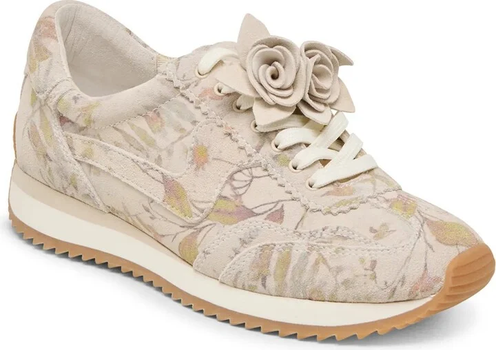 Sand Floral Print Suede