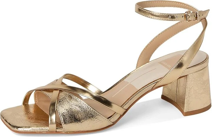 Dolce Vita Blakly Women's Sandals Gold Distressed Leather : 7.5 M, Leather/Rubber - Image 5