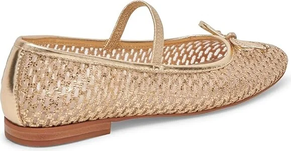 Dolce Vita Carin Raffia Women's Flat Shoes Gold Raffia : 9.5 M, Cotton - Image 3