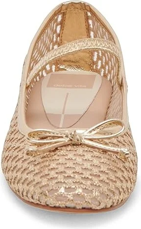 Dolce Vita Carin Raffia Women's Flat Shoes Gold Raffia : 9.5 M, Cotton - Image 4