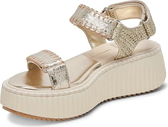 Dolce Vita Debra Women's Sandals Platinum Distressed Leather : 6.5 M, Leather/Textile