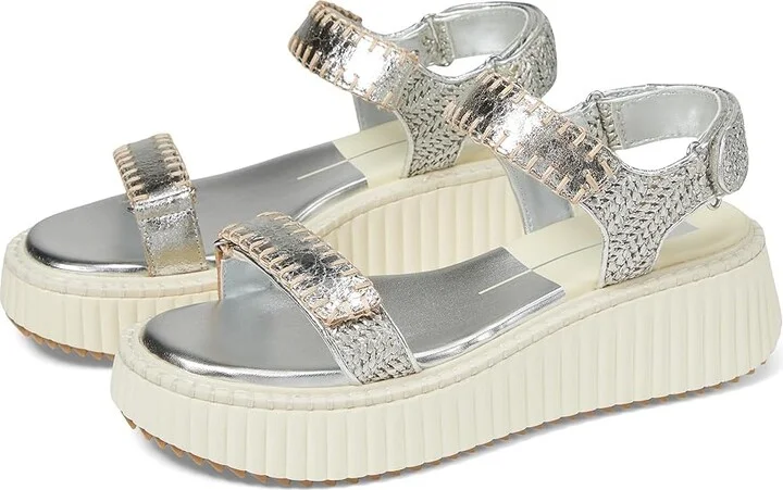 Dolce Vita Debra Women's Sandals Silver Distressed Leather : 7.5 M, Leather/Textile