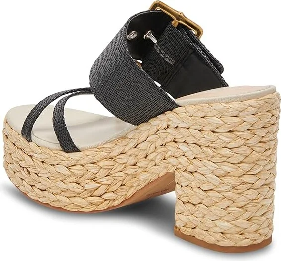 Dolce Vita Edwina Women's Sandals Onyx Raffia : 8 M, Rubber - Image 4