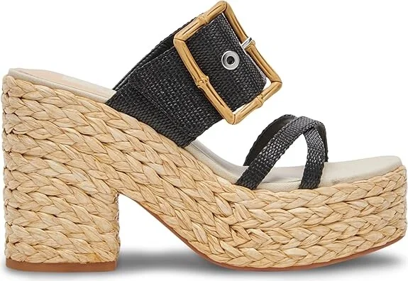 Dolce Vita Edwina Women's Sandals Onyx Raffia : 8 M, Rubber - Image 6