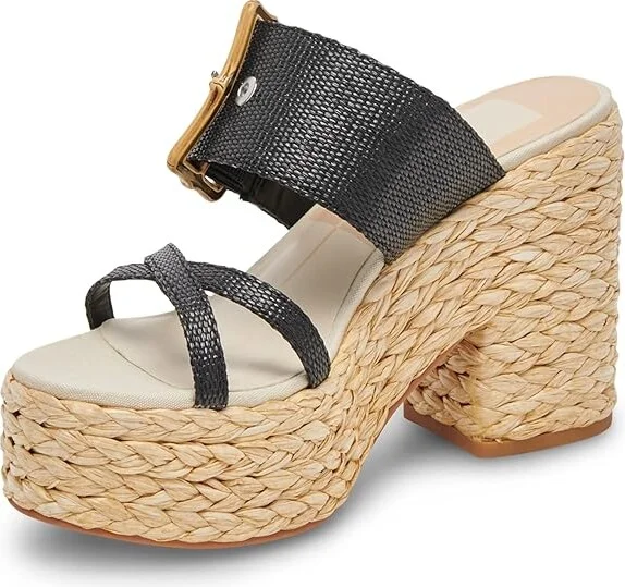 Dolce Vita Edwina Women's Sandals Onyx Raffia : 8 M, Rubber