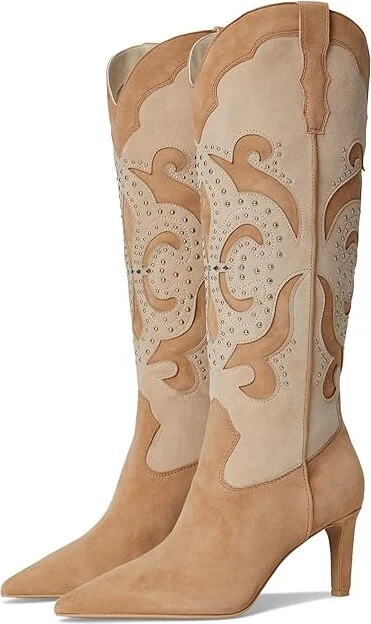 Dolce Vita Finley Stud Women's Boots Camel Suede : 8 M