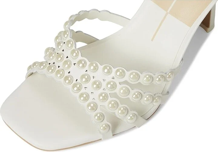 Dolce Vita Hellen Pearl Women's Sandals White Leather : 10 M, Leather/Rubber - Image 2