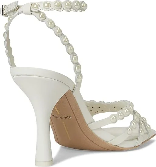 Dolce Vita Hellen Pearl Women's Sandals White Leather : 10 M, Leather/Rubber - Image 4