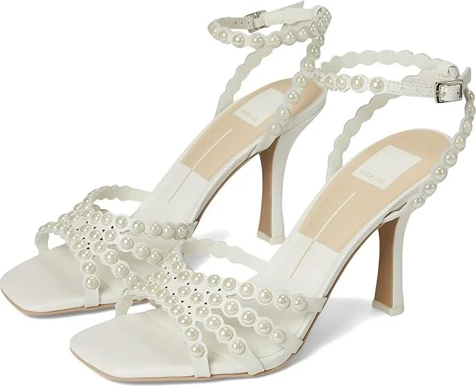 Dolce Vita Hellen Pearl Women's Sandals White Leather : 10 M, Leather/Rubber