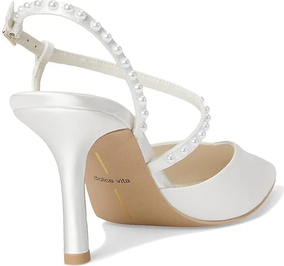 Dolce Vita Kamra Pearl Women's Sandals True White Satin : 7 M, Rubber - Image 4