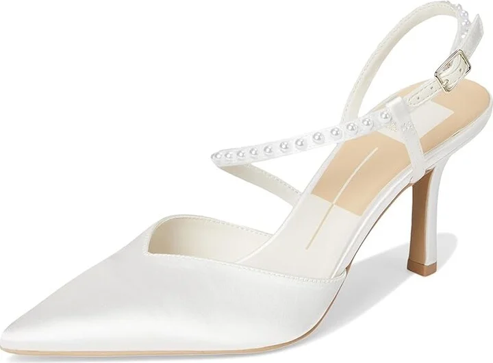 Dolce Vita Kamra Pearl Women's Sandals True White Satin : 7 M, Rubber - Image 5