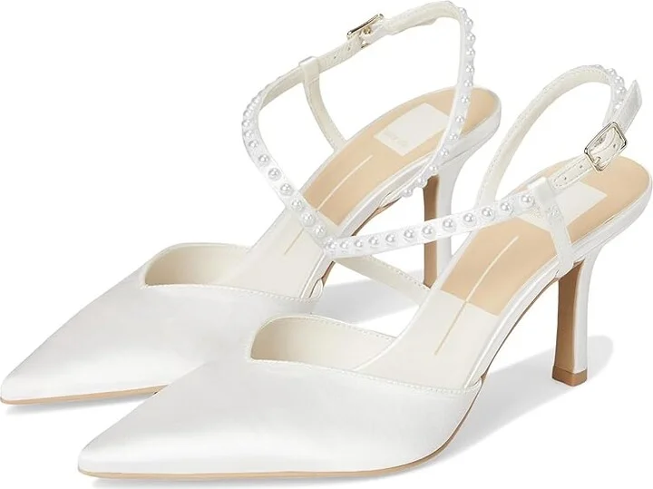 Dolce Vita Kamra Pearl Women's Sandals True White Satin : 7 M, Rubber