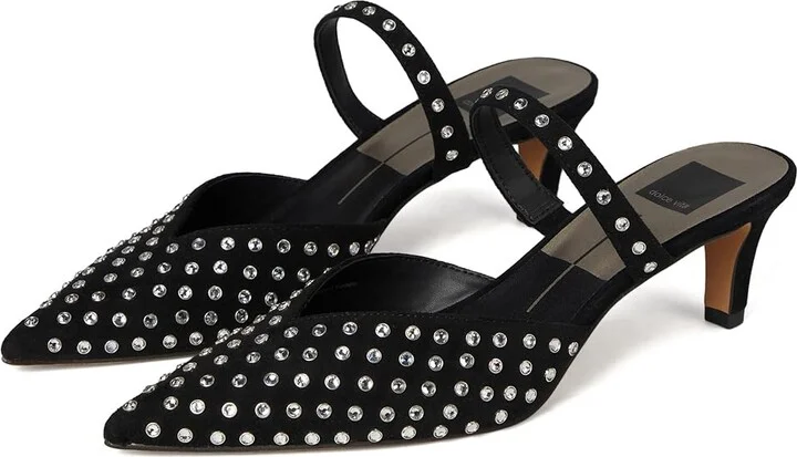 Dolce Vita Kanika Mid Crystal Stud High Women's Heels Black Crystal : 10 M, Rubber