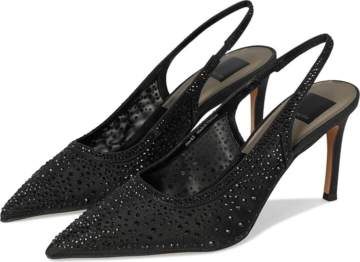Dolce Vita Kaye Crystal High Women's Heels Black Mesh : 6 M, Rubber/Synthetic