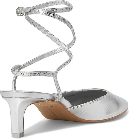 Dolce Vita Loklyn Stud High Women's Heels Silver Crinkle Patent : 8.5 M, Leather - Image 4
