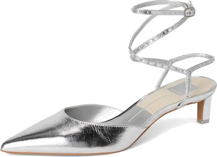 Dolce Vita Loklyn Stud High Women's Heels Silver Crinkle Patent : 8.5 M, Leather - Image 5
