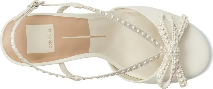 Dolce Vita Lonny Pearl Women's Sandals White Satin : 9 M, Rubber/Synthetic - Image 2
