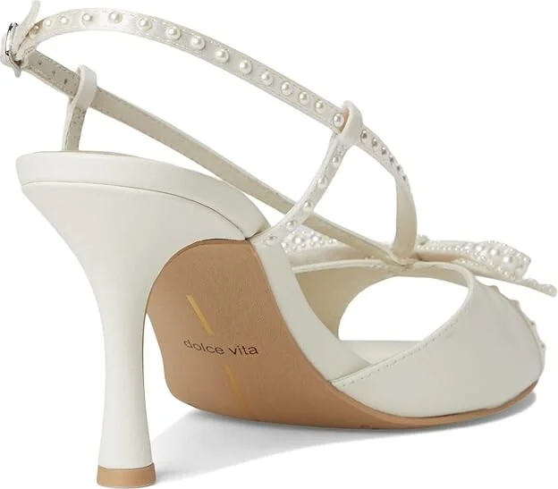 Dolce Vita Lonny Pearl Women's Sandals White Satin : 9 M, Rubber/Synthetic - Image 4