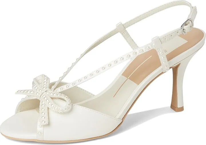 Dolce Vita Lonny Pearl Women's Sandals White Satin : 9 M, Rubber/Synthetic - Image 5